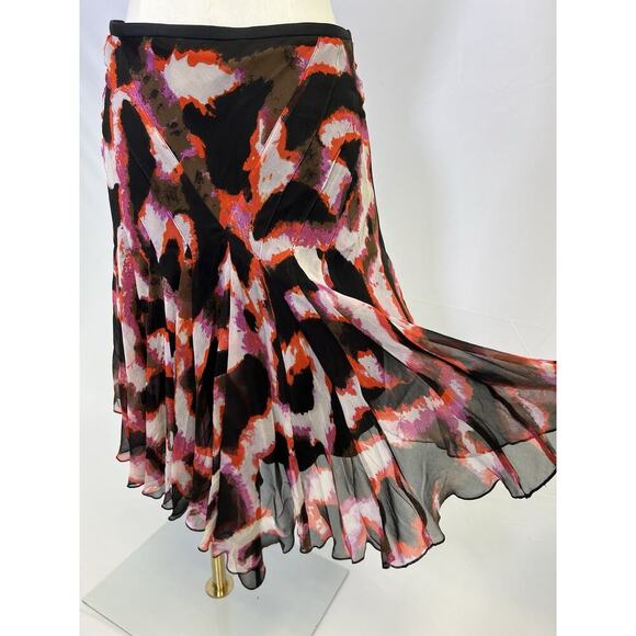 VTG Y2K Diane Von Furstenberg Silk Midi Skirt Abstract Size 2 - Picture 7 of 12